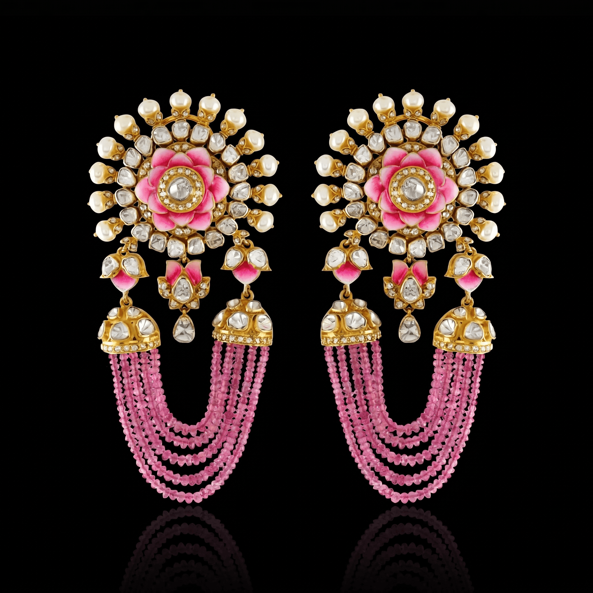 Pink meena polki jhumki