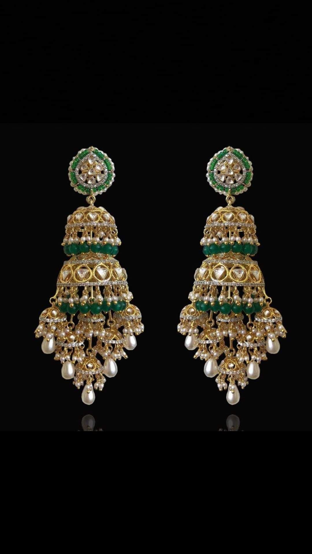 Emerald and polki Chandbali