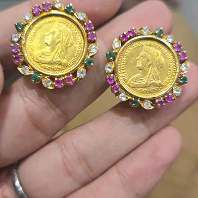 Gold studs set in 22carat gold primary image