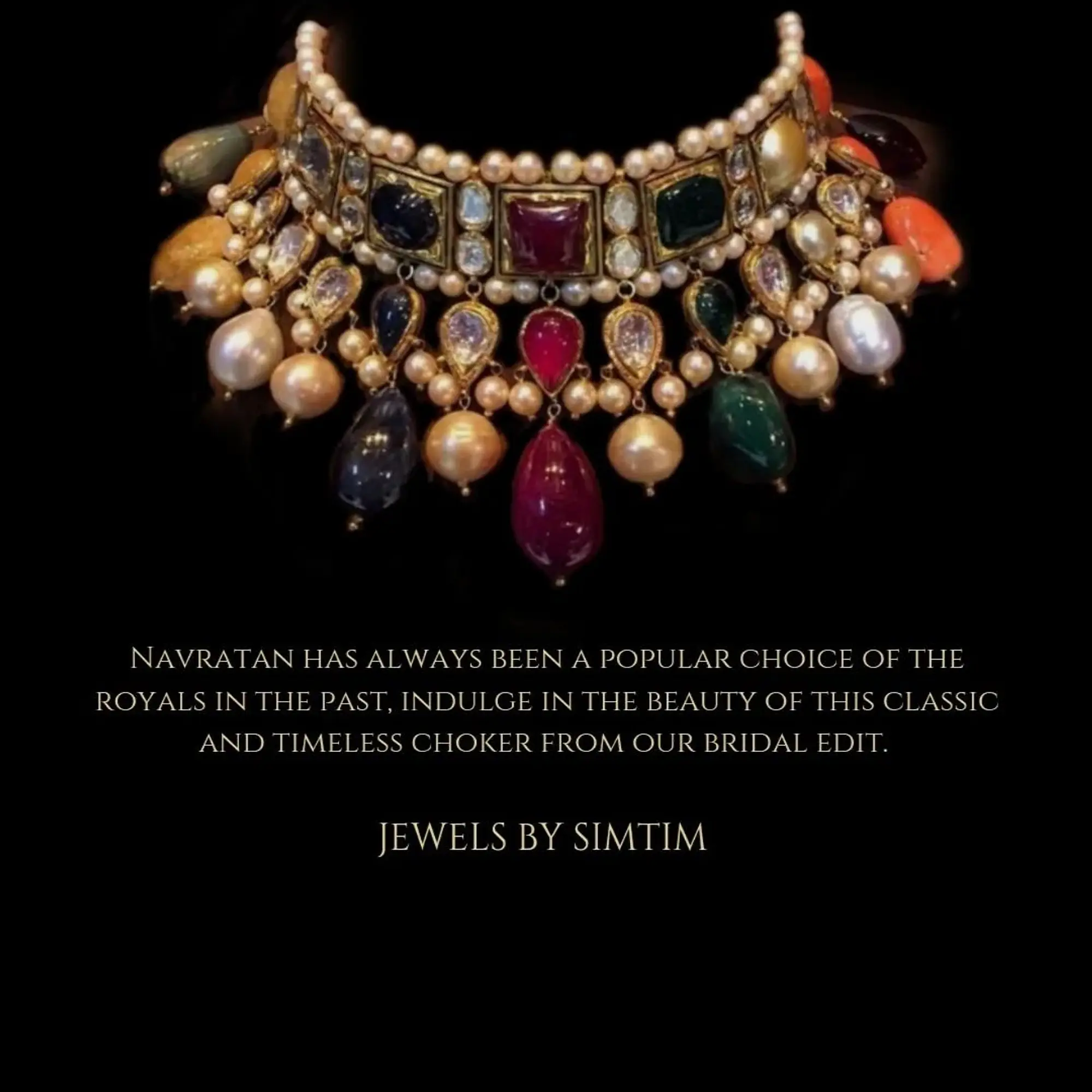 Navrattan choker set in 22carat gold - Master