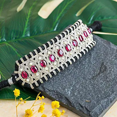 SILVER Bracelets with diamonds and real stones primary image