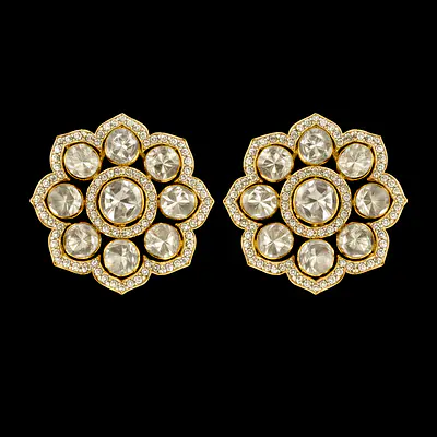 All clear polki and diamond studs primary image