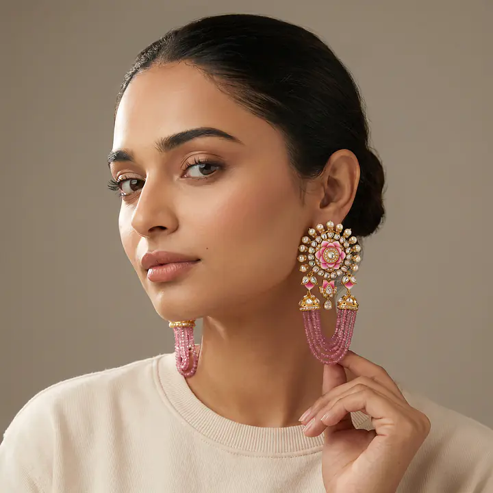 Pink meena polki jhumki - Master