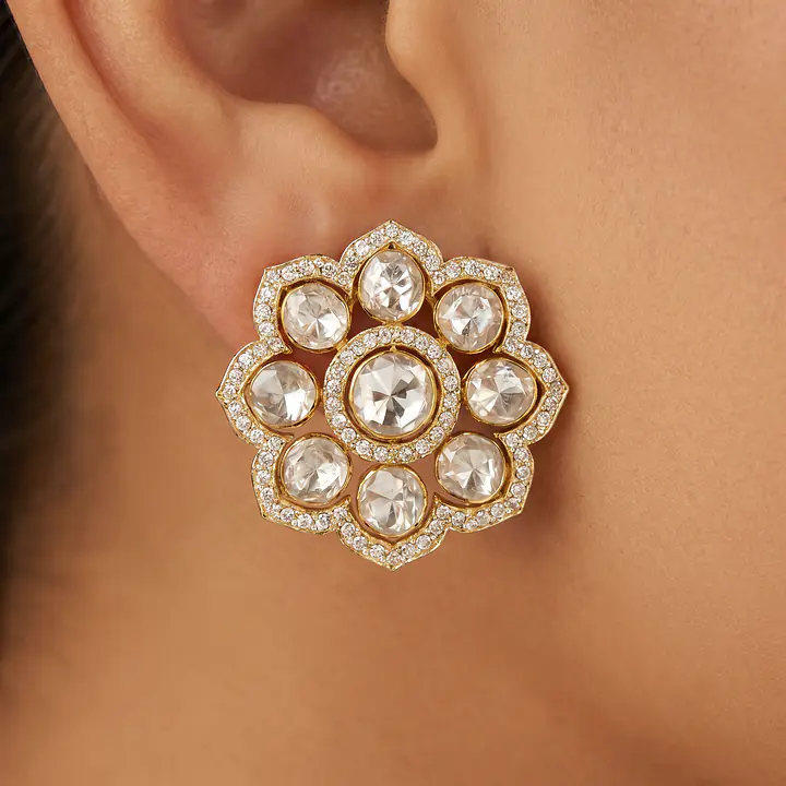 All clear polki and diamond studs - Master