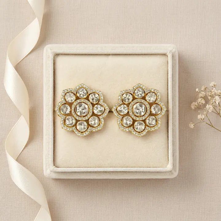 All clear polki and diamond studs - Master