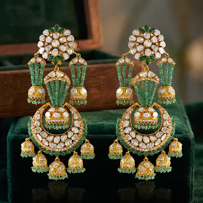 Emerald and polki Chandbali primary image