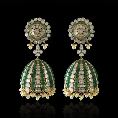 Zehra Emerald Jhumkas primary image