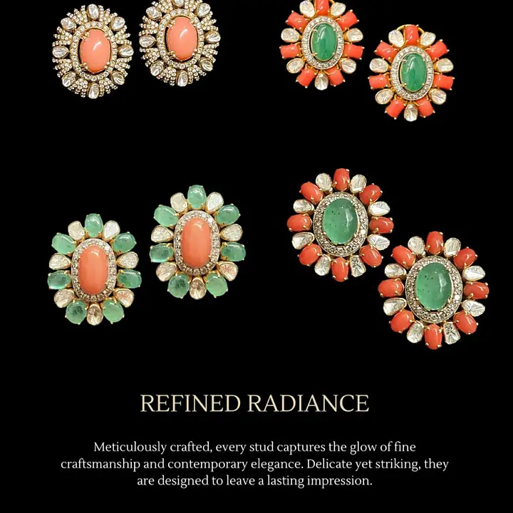 Coral Emerald Bloom Studs - Master