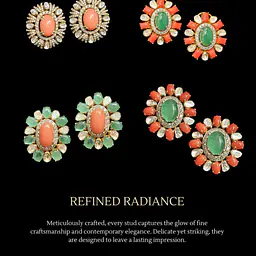 Coral Emerald Bloom Studs - Master