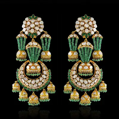 Emerald and polki Chandbali primary image