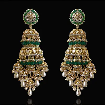 Emerald and polki Chandbali primary image