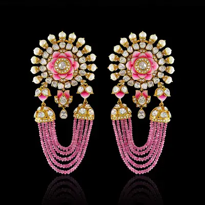 Pink meena polki jhumki primary image