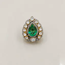 Emerald Teardrop Polki Ring - Master