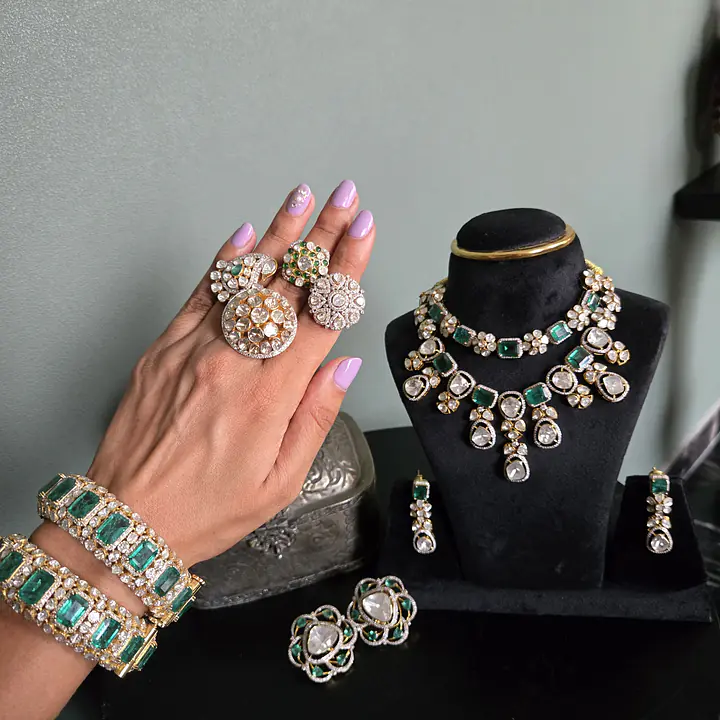 Emerald and polki BRIDAL set - Master