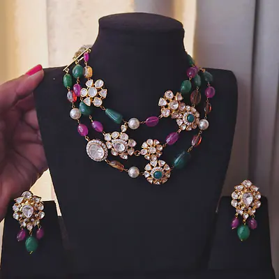 Silver set with real stones primary image