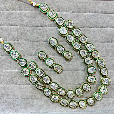 SILVER two line polki set primary image