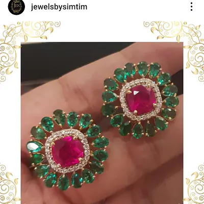 Diamond - Ruby emerald studs primary image